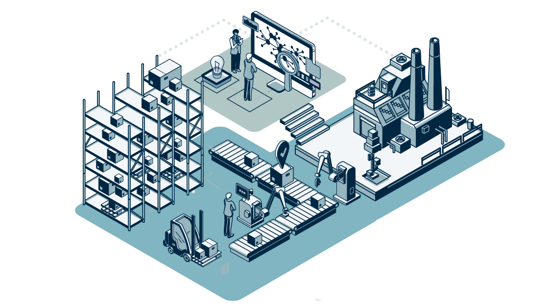 IT Planung: Icon für den Teilbereich IT Lösungen für die Fertigung