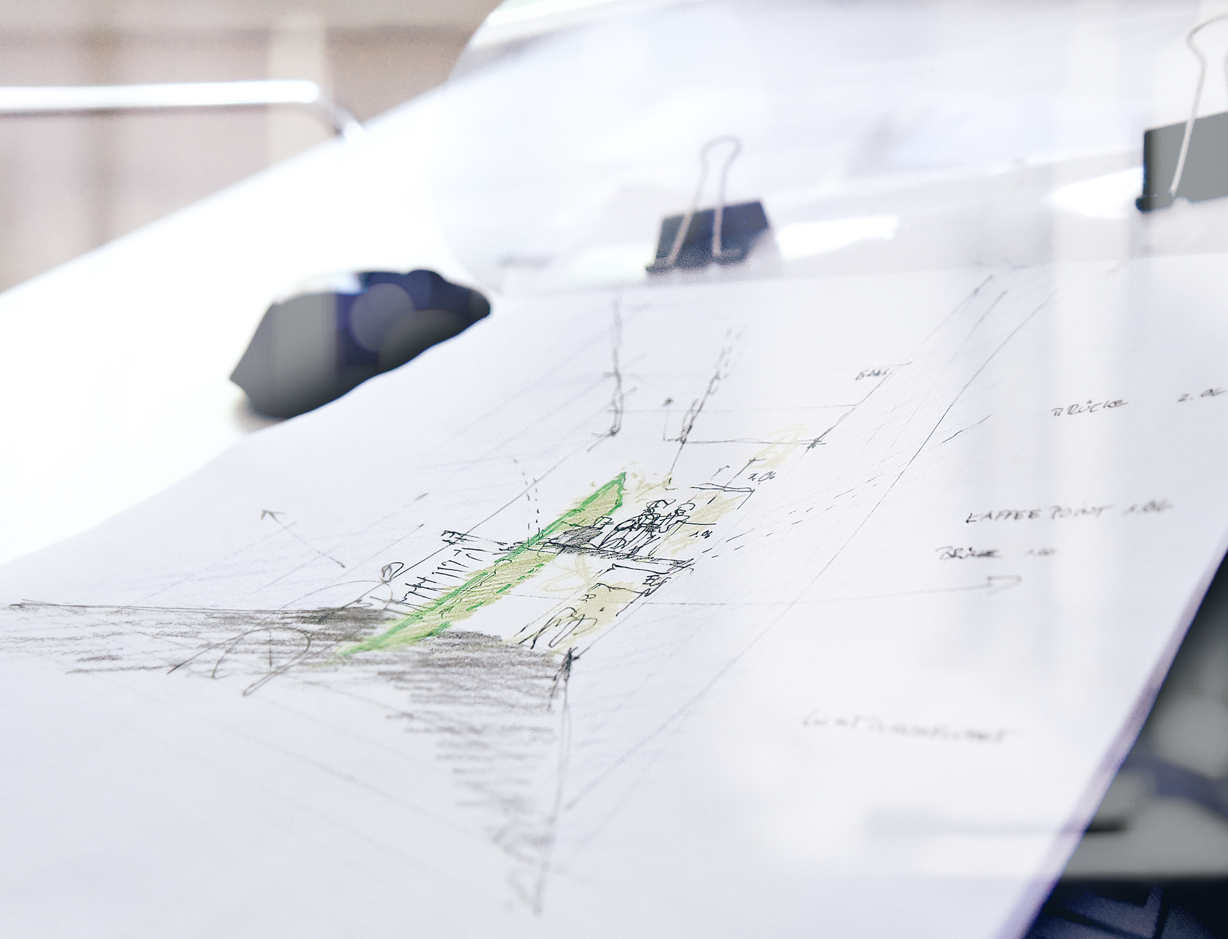 KOCH Gruppe: Symbolbild für bauliche Integration und Architektur, Architektenzeichnung